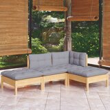 Maison Chic Seti vrtnega pohištva - Vrtna garnitura - Vrtni pohištvo set 4-delna s sivimi blazinami borovina, (21819723) | Shoptok.si