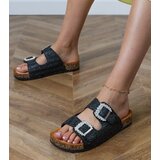 Gemre Black flip-flops on a cork sole with rhinestones on the buckles Tea | shoptok.hr
