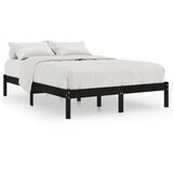 The Living Store Posteljni okvir črn iz trdne borovine 200x200 cm - Posteljni Okvir, (21530049) | Shoptok.si