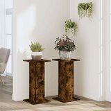 vidaXL Stojalo za rastline 2 kosa dimljeni hrast 30x30x60 cm inž. les | Shoptok.si