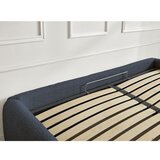 Bobochic Paris Temno modra oblazinjena zakonska postelja s prostorom za shranjevanje/brez vzglavja z letvenim dnom 160x200 cm Inera – | Shoptok.si