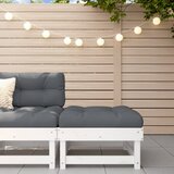 The Living Store Vrtni stolček za noge z blazino bela trdna borovina - Vrtni Stolček Za Noge, (21471768) | Shoptok.si
