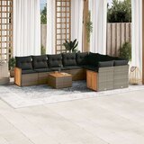 vidaXL 10-dijelni set vrtnih sofa od poliratana s jastucima sivi | shoptok.hr