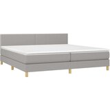  Box spring postelja z vzmetnico svetlo siva 200x200 cm blago, (20723744) | Shoptok.si