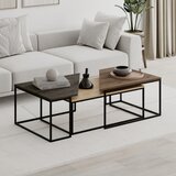 Marckeric Stolići za kavu u setu 3 kom s pločom stola u dekoru oraha u prirodnoj boji 70x110 cm Titan – | shoptok.hr