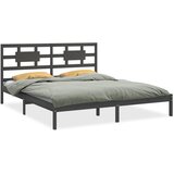 The Living Store Posteljni okvir siv iz trdnega lesa 200x200 cm - Posteljni Okvir, (21523392) | Shoptok.si