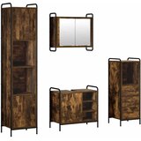  Set ormarića za kupaonicu 4 kom. Dimljeni hrast - Dimljeni hrast Kupaonski ormarić (1 vrata i 1 polica) + viseći ormarić + kupao | shoptok.hr