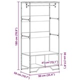 vidaXL Garderobna omara črna 90x50x180 cm inženirski les | Shoptok.si