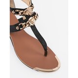Shelvt Black low wedge sandals with gold trim | shoptok.hr