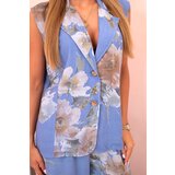 Kesi Włoski Women's set with viscose vest and floral jeans pants blue | Shoptok.si