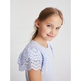 Reserved - Pamučna majica kratkih rukava s volanima - bljedoplavo | shoptok.hr