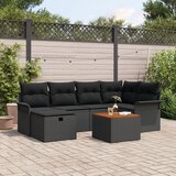 vidaXL 7-delni vrtni kavč s blazinami črnega poli ratana, (22092288) | Shoptok.si