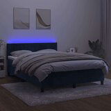  Box spring s madracem LED tamnoplavi 140x190 cm baršun | shoptok.hr