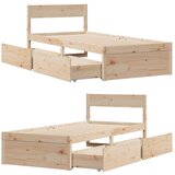 vidaXL Posteljni okvir s predali 90x200 cm trdna borovina | Shoptok.si