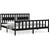  Za krevet s uzglavljem crni 200 x 200 cm od masivnog drva | shoptok.hr