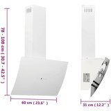  Zidna napa 60 cm od čelika i kaljenog stakla bijela | shoptok.hr