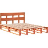 vidaXL Posteljni okvir z vzglavjem voščeno rjava 120x200 cm borovina, (21273472) | Shoptok.si