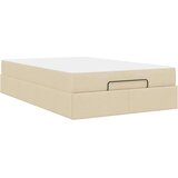 vidaXL Konstrukcija postelje z vzmetnico krema 120 x 190 cm blago | Shoptok.si