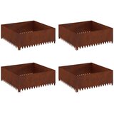vidaXL Robovi trave 4 pcs 100 x 100 x 35 cm Jeklo Rjav, (5000301292) | Shoptok.si