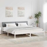  Okvir kreveta s uzglavljem Bijela i svijetlosiva 200 x 200 cm | shoptok.hr