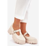 Boto Women's Loafers With Buckle On Platform And Flat Heel Beige Venda | Shoptok.si