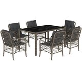  7-dijelni vrtni blagovaonski set sivi od poliratana Siva 150 cm table length | shoptok.hr