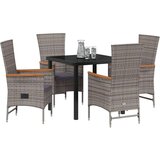 vidaXL set 5-delnega vrtnarskega jedilnega seta z oblazinjenjem siva poli ratan | Shoptok.si