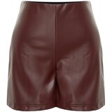 Trendyol Curve Burgundy Faux Leather Shorts Bermuda Cene