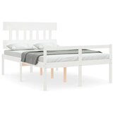  Kreveta s uzglavljem bijeli 140 x 190 cm od masivnog drva | shoptok.hr