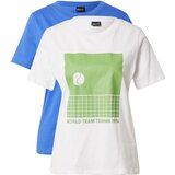 Gina Tricot Majica nebeško modra / jabolko / bela | Shoptok.si