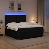  LED okvir za krevet s madracem Crna 200 x 200 cm Tkanina | shoptok.hr