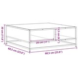 vidaXL Klubska mizica rjavi hrast 60,5x60,5x30 cm inžen. les in kovina | Shoptok.si