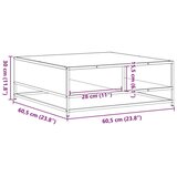 vidaXL Stolić za kavu smeđa boja hrasta 60,5x60,5x30 cm drvo i metal | shoptok.hr