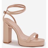 Boto Women's Heeled Sandals With Strap Beige Fevenne | Shoptok.si