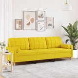 vidaXL Trosjed s ukrasnim jastucima svjetložuti 210 cm od tkanine Cijene