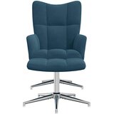  Stolica za opuštanje s osloncem za noge plava baršunasta | shoptok.hr