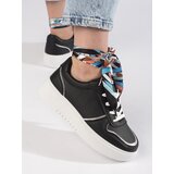 Shelvt Women's black sneakers tied with a ribbon | Shoptok.si