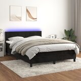 The Living Store Box spring postelja z vzmetnico LED črna 140x200 cm žamet - Box Spring Postelja, (21491203) Cene