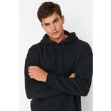 Trendyol Black Men's Basic Oversize Fit Pullover Hoodie Sweatshirt Cene
