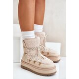 Boto Ladies Platform Snow Boots With Lacing Light Beige Riaviana | Shoptok.si