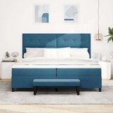  Krevet na podlozi s madracem i klupom Tamno plavi 200x200 cm Baršun | shoptok.hr