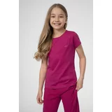 4f Dječja pamučna majica kratkih rukava boja: ružičasta, glatki model