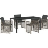  5-kompletni set za blagovanje na otvorenom s jastučićima sivo poliratano | shoptok.hr