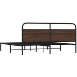 Metalni Kovinski posteljni okvir brez vzmetnice rjavi hrast 183x213 cm, (21610423) | Shoptok.si