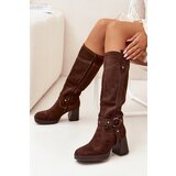 Boto Warm women's heeled boots with stitching chocolate Alessara | Eponuda.ba