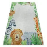 BAMBINO 54090 pralna preproga Živali, Afrika za otroke protizdrsna - belo / zelena 80x150 cm, (5000174812)