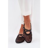 Boto Mesh Flat Ballet Shoes With Straps Black Salliroe | Eponuda.ba
