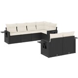 Maison Chic Seti vrtnega pohištva - Vrtna garnitura - Vrtni pohištvo set 7-delna z blazinami črn poli ratan, (21803224) | Shoptok.si