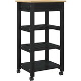  Kuhinjski voziček Črna 88,5 x 40 x 48 cm Masivno borovo les, (5000130945) | Shoptok.si
