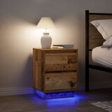  Noćni ormarić s LED svjetlima boja drva 38x34x50 cm | shoptok.hr